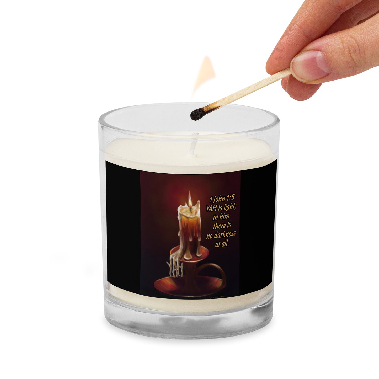 The Source Of Light. Glass jar soy wax candle
