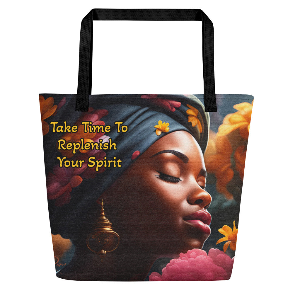 Take Time To Replenish Your Spirit- All-Over Print Large Tote Bag