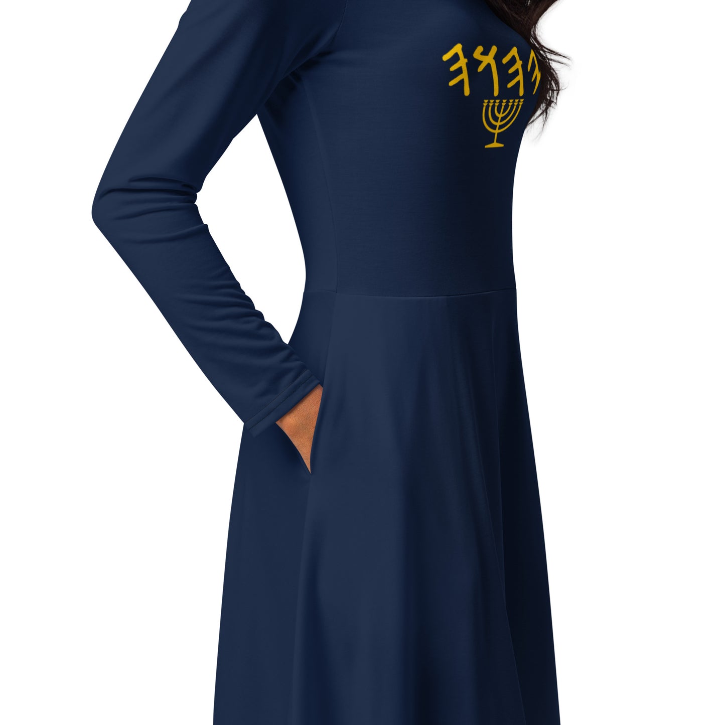 YAHUAH - All-over print long sleeve midi dress