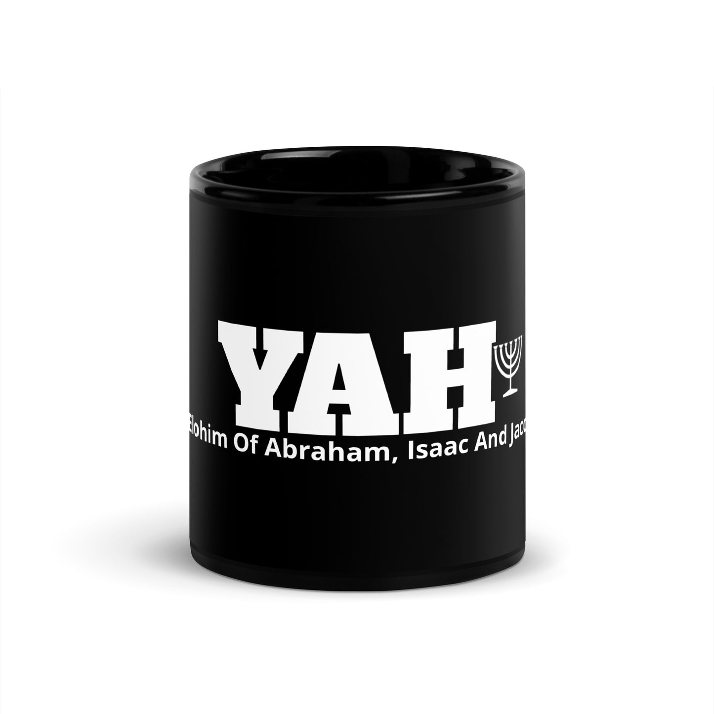 YAH, Elohim Of Abraham, Isaac And Jacob - Black Glossy Mug