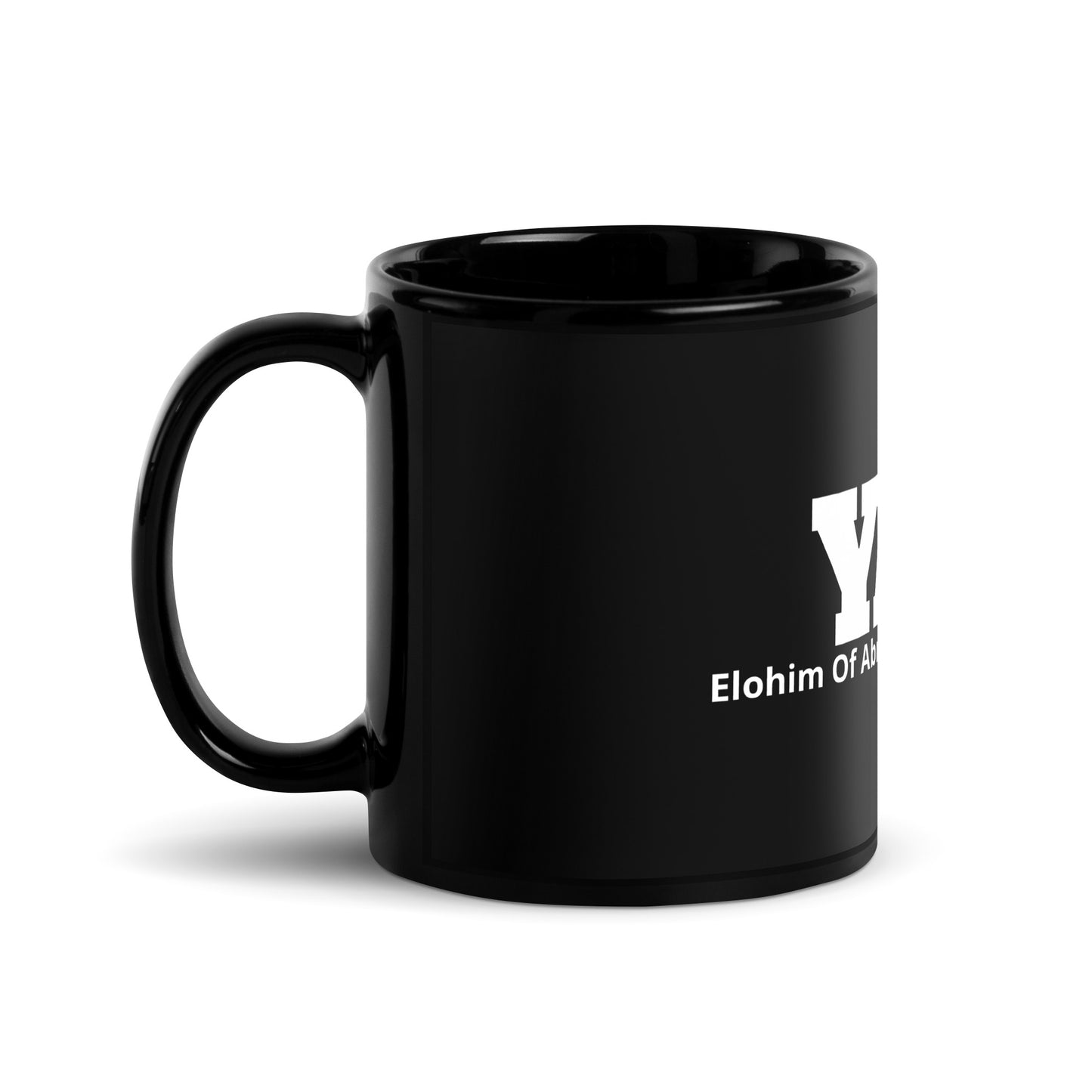 YAH, Elohim Of Abraham, Isaac And Jacob - Black Glossy Mug