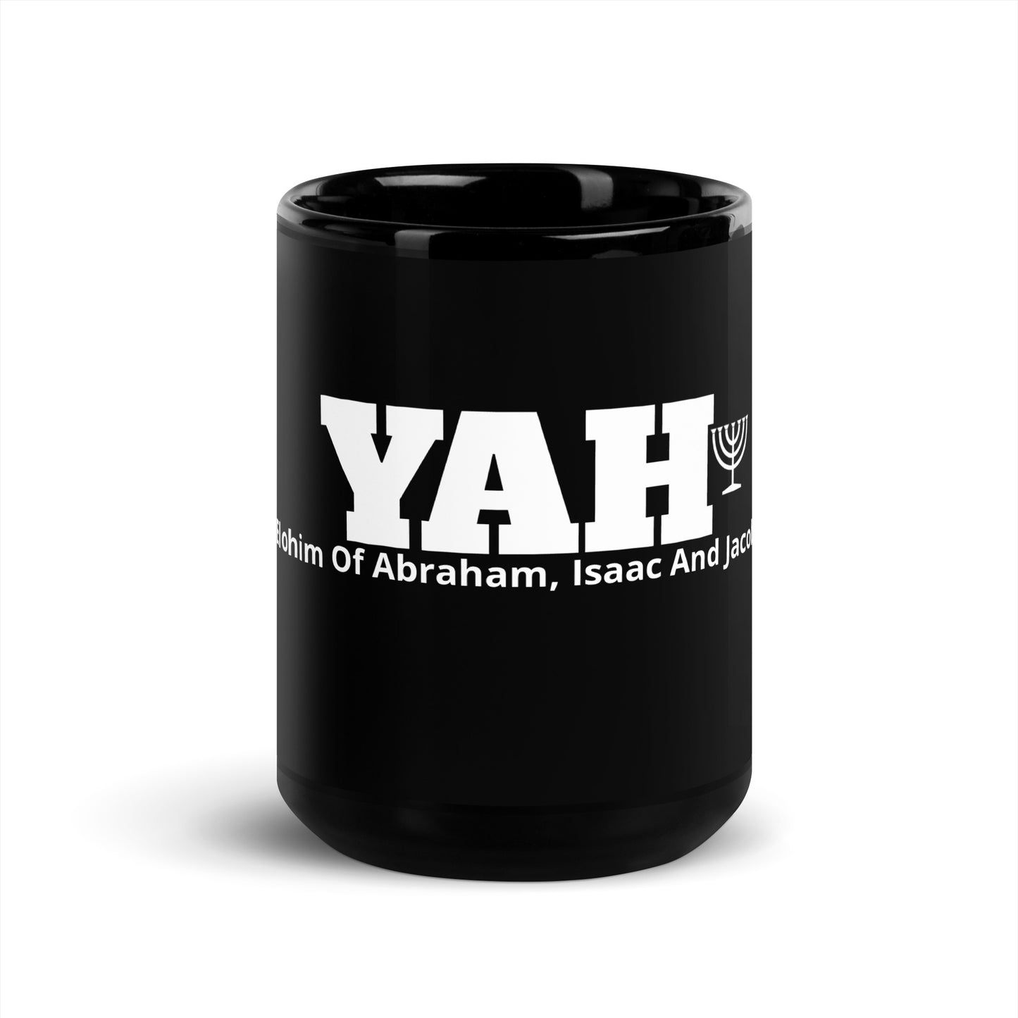 YAH, Elohim Of Abraham, Isaac And Jacob - Black Glossy Mug