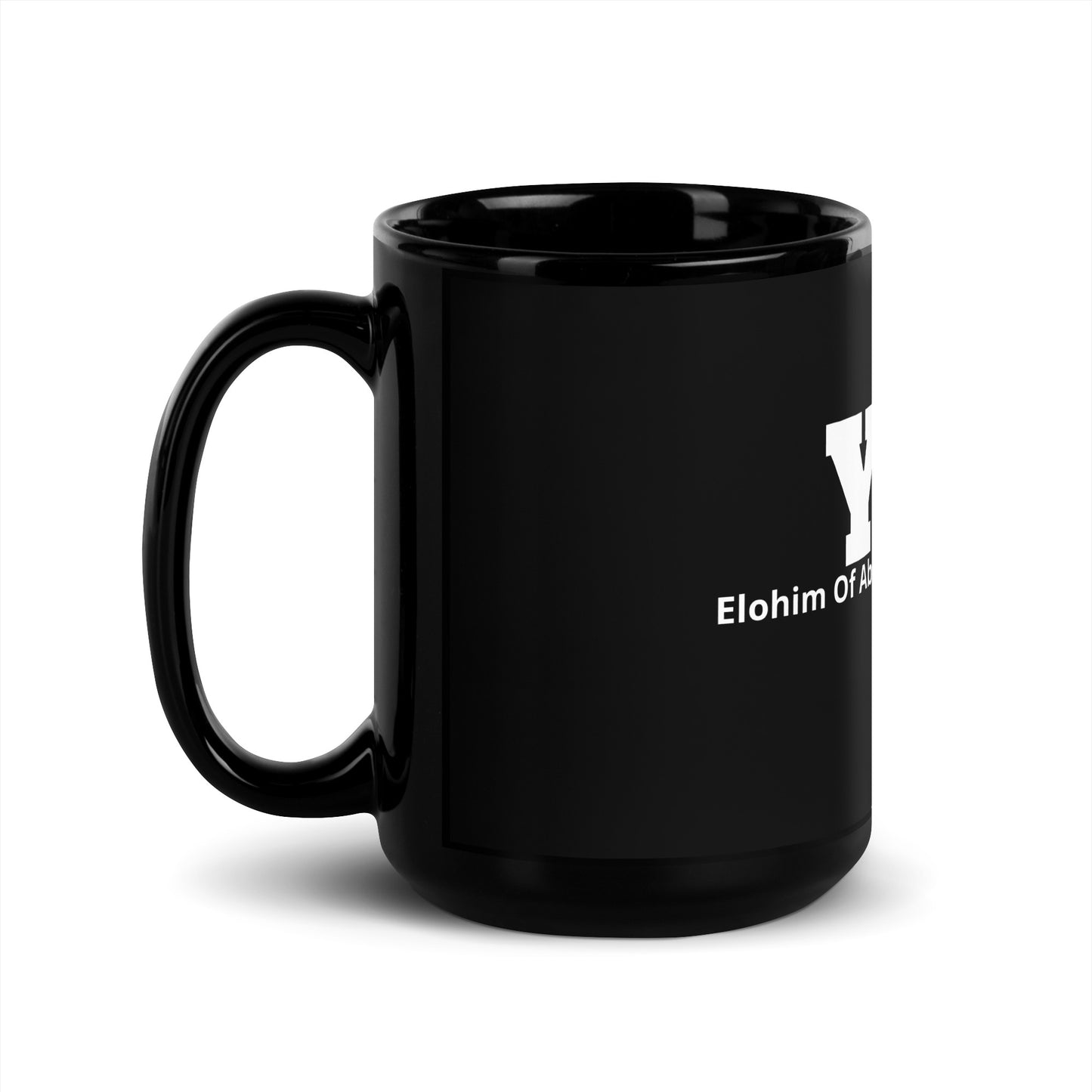 YAH, Elohim Of Abraham, Isaac And Jacob - Black Glossy Mug