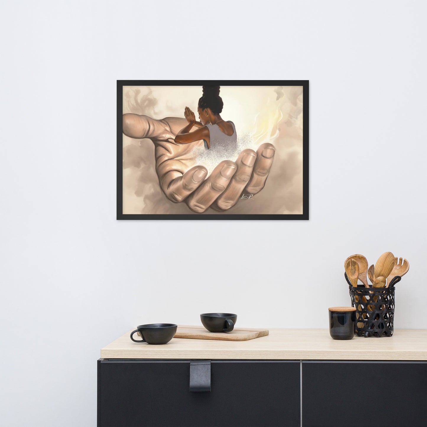 Fear not, I will uphold You with the right hand of my righteousness- Isa. 41 :10 Framed matte paper poster