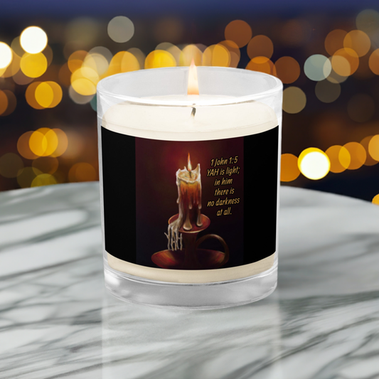 The Source Of Light. Glass jar soy wax candle