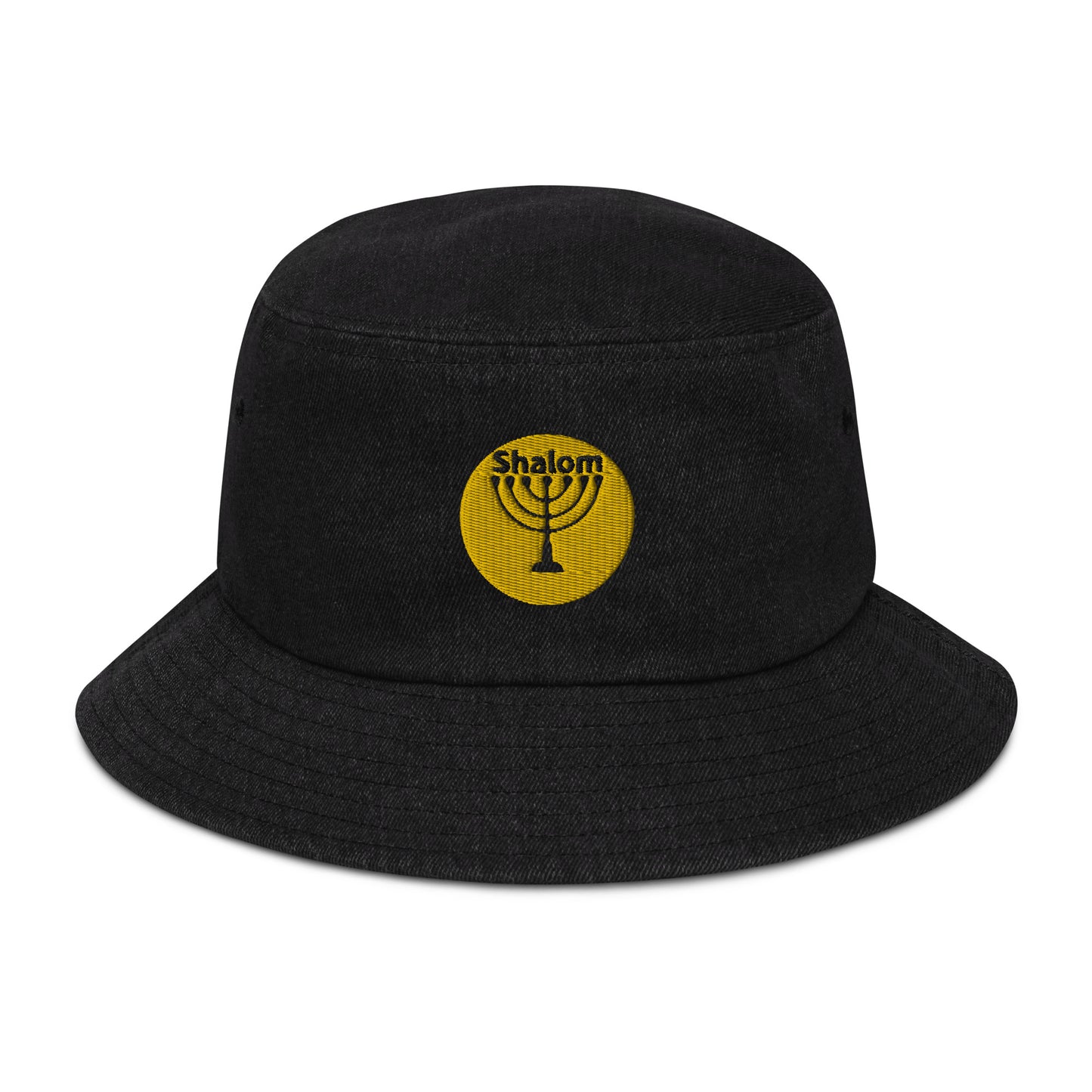 Shalom With Menorah - Denim bucket hat