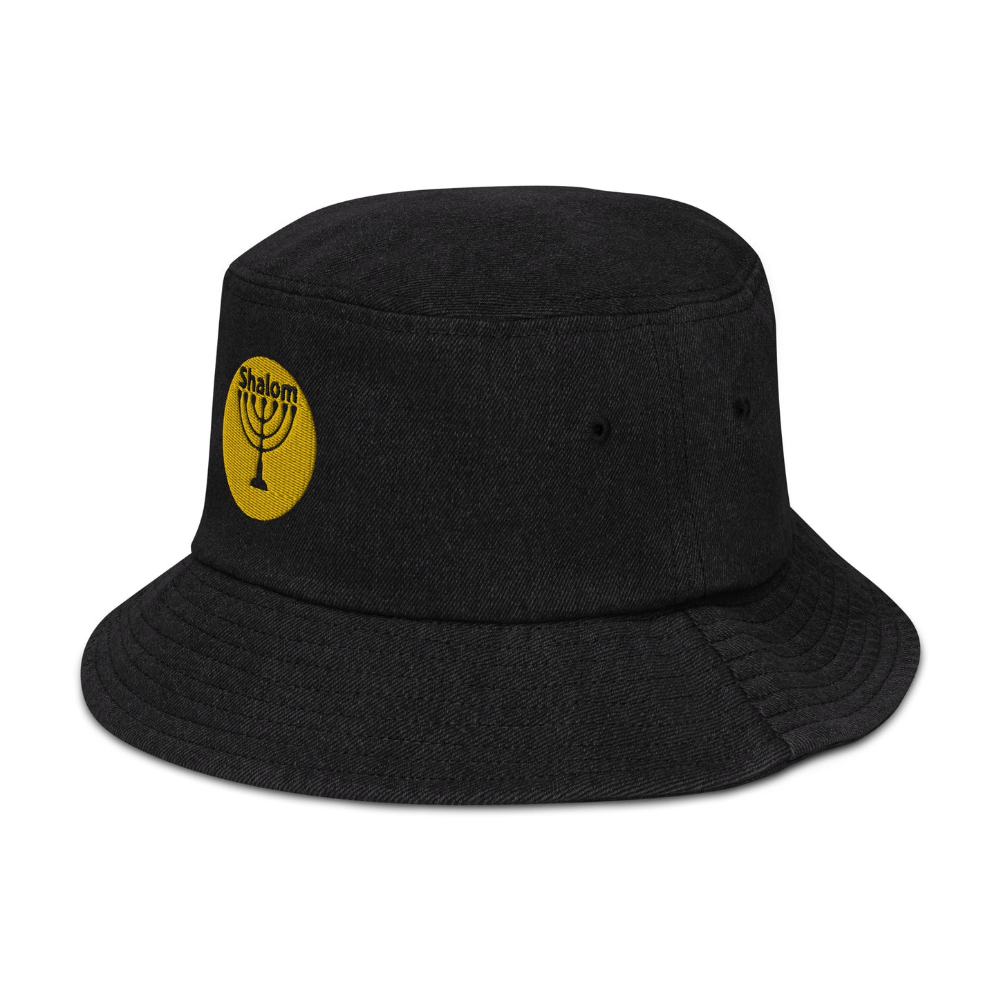 Shalom With Menorah - Denim bucket hat