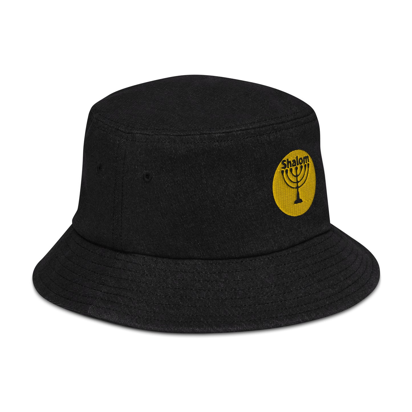 Shalom With Menorah - Denim bucket hat