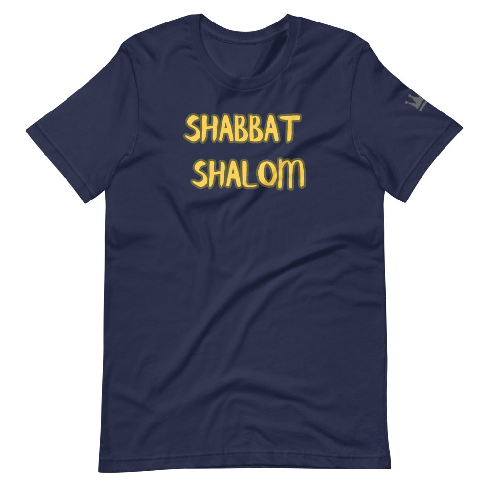 Shabbat Shalom With Crown On Sleeve- Short-Sleeve Unisex T-Shirt