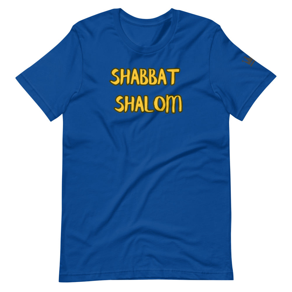 Shabbat Shalom With Crown On Sleeve- Short-Sleeve Unisex T-Shirt